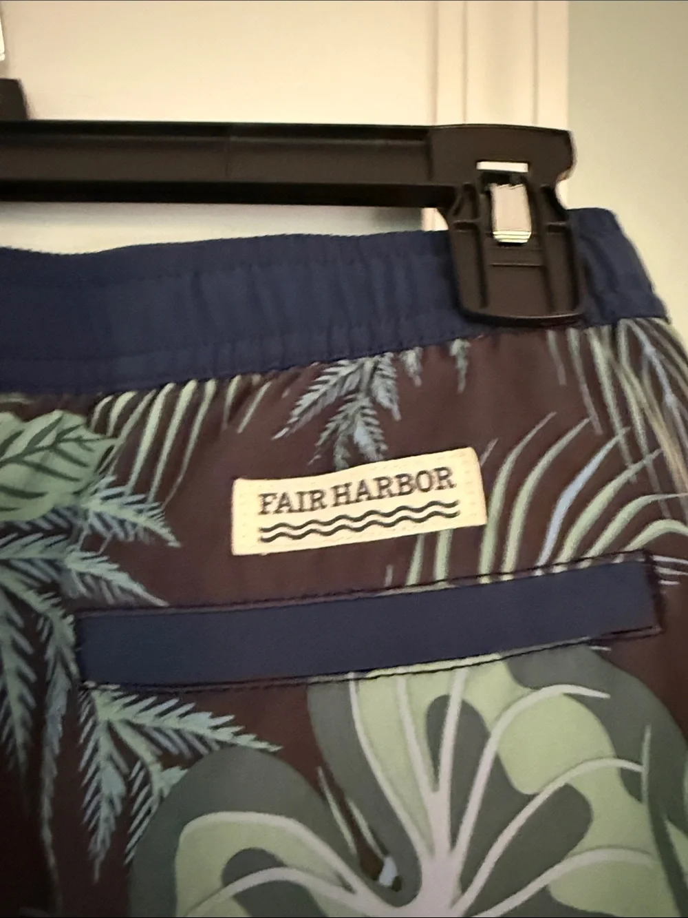 Boy’s Fair Harbor Tropical Print Swim Trunks - Navy Green